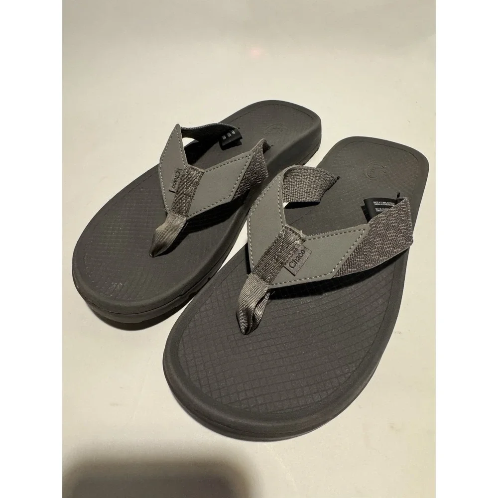 Chaco Flip Sandals Mens 7 Pitch Grey Lowdown Thong LUVSEAT Arch Support Vegan